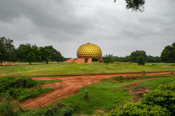 Yoga_In_Auroville Distant view of Matrimandir in Auroville